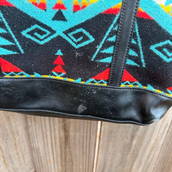 Pendleton Southwestern Tribal Aztec Navajo Print Tote Bag Purse Wool - Picture 6 of 14